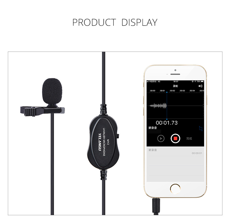 MY2 Lavalier microphone for Smartphones,Cameras,Camcorders,Audio recorders,PCs,and other audio/video recording devices.