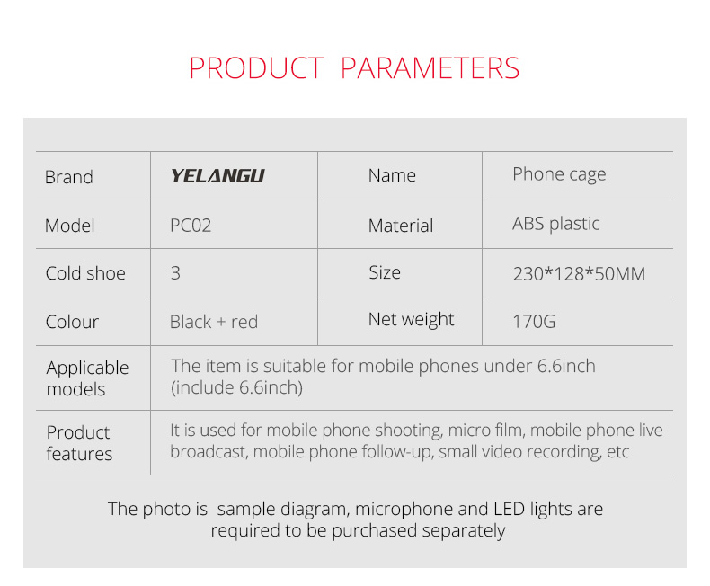 Yelangu PC02 Mobile Phone Video Cage Vlogging Gear Yelangu PC02 Mobile Phone Video Cage Vlogging Gear