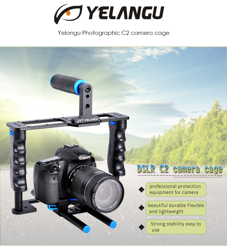 C2 Aluminum Camera Video Cage with 15mm Rod for 5D2 5D3 700D 650D 600D 550D 500D 