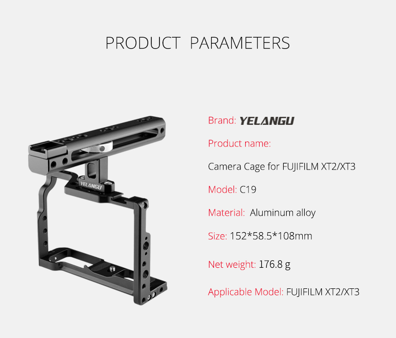 C19 Fujifilim XT2 XT3 Camera Cage C19 Fujifilim XT2 XT3 Camera Cage