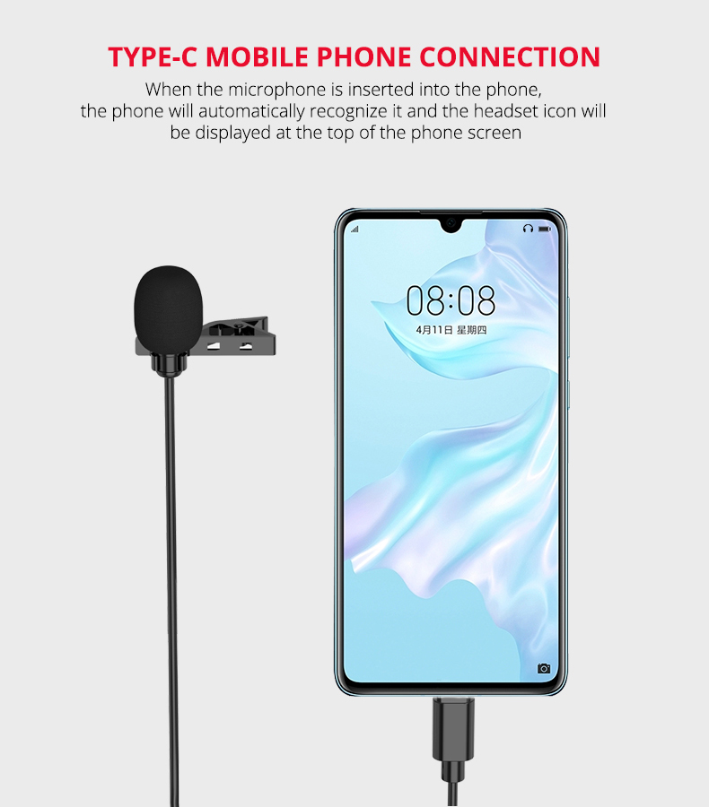 MY2-C Type-C Single Clip Lavalier Microphone MY2-C Type-C Single Clip Lavalier Microphone