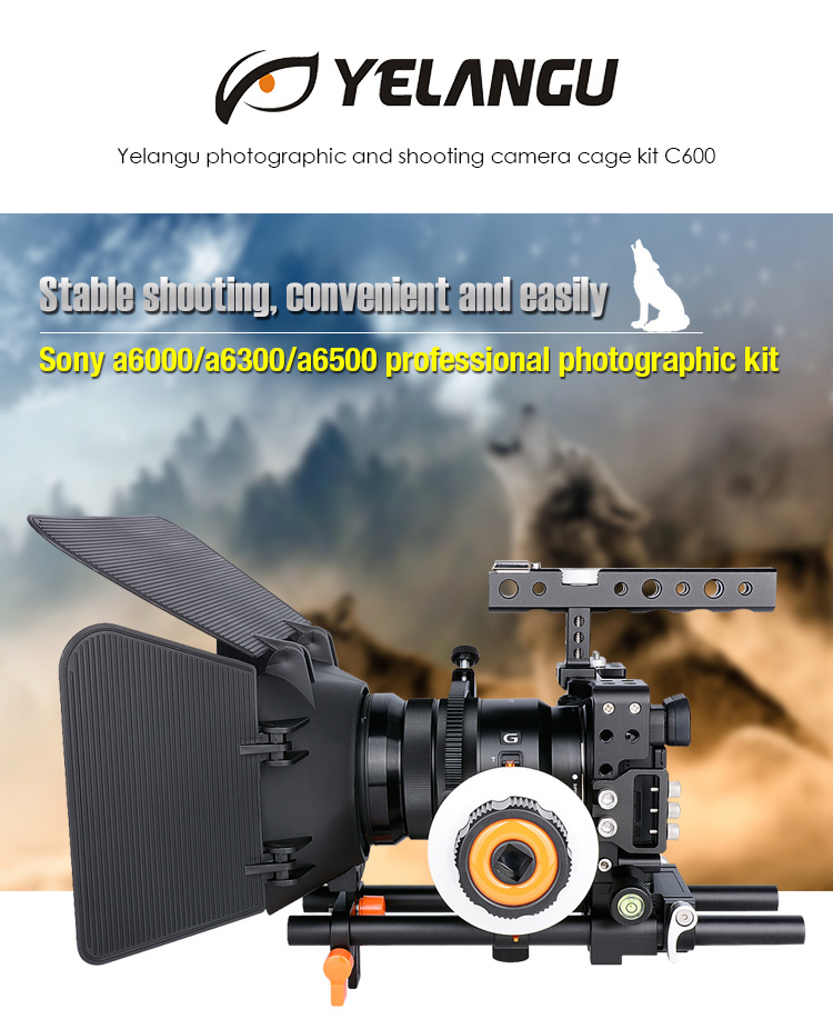 YELANGU C600 Camera Cage Kit with Matte Box and Follow Focus