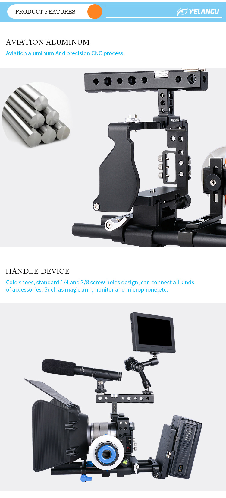 YELANGU C600 Camera Cage Kit with Matte Box and Follow Focus
