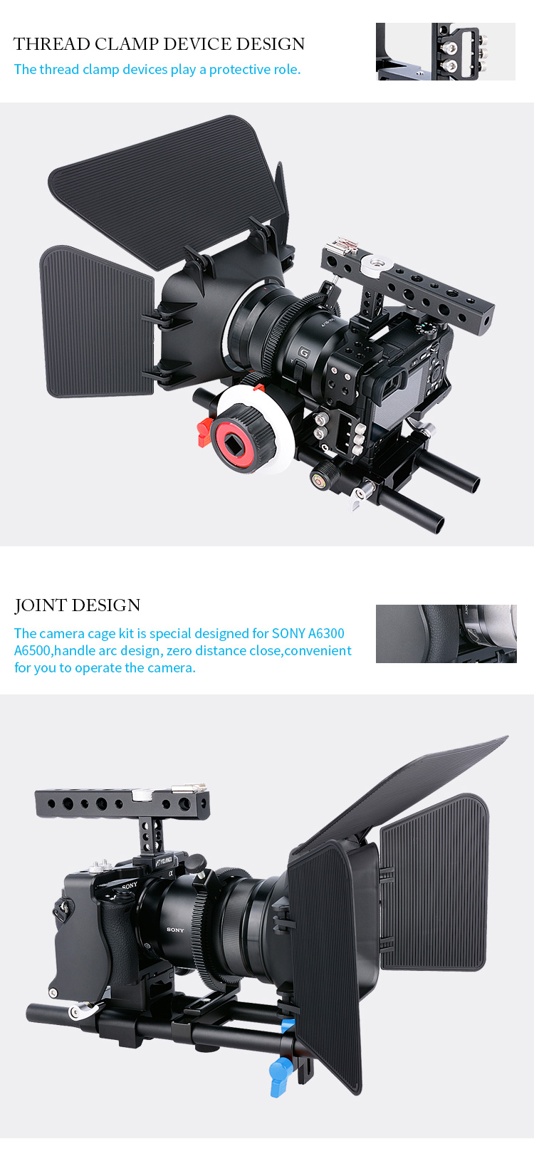 YELANGU C600 Camera Cage Kit with Matte Box and Follow Focus