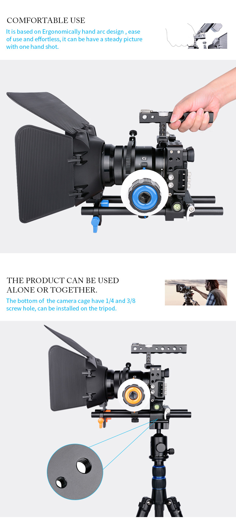 YELANGU C600 Camera Cage Kit with Matte Box and Follow Focus