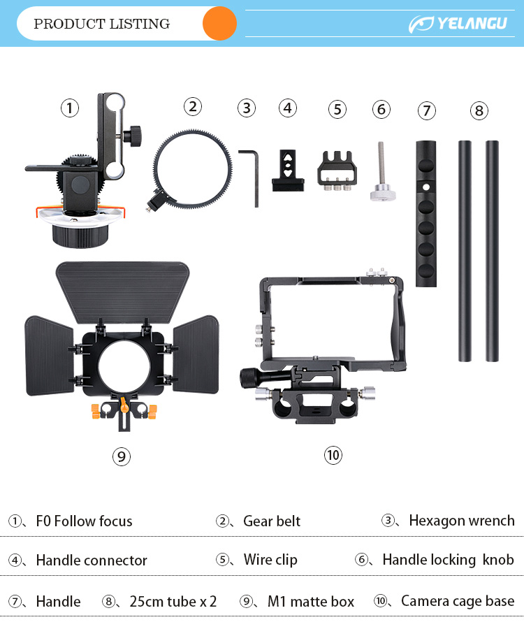 YELANGU C600 Camera Cage Kit with Matte Box and Follow Focus