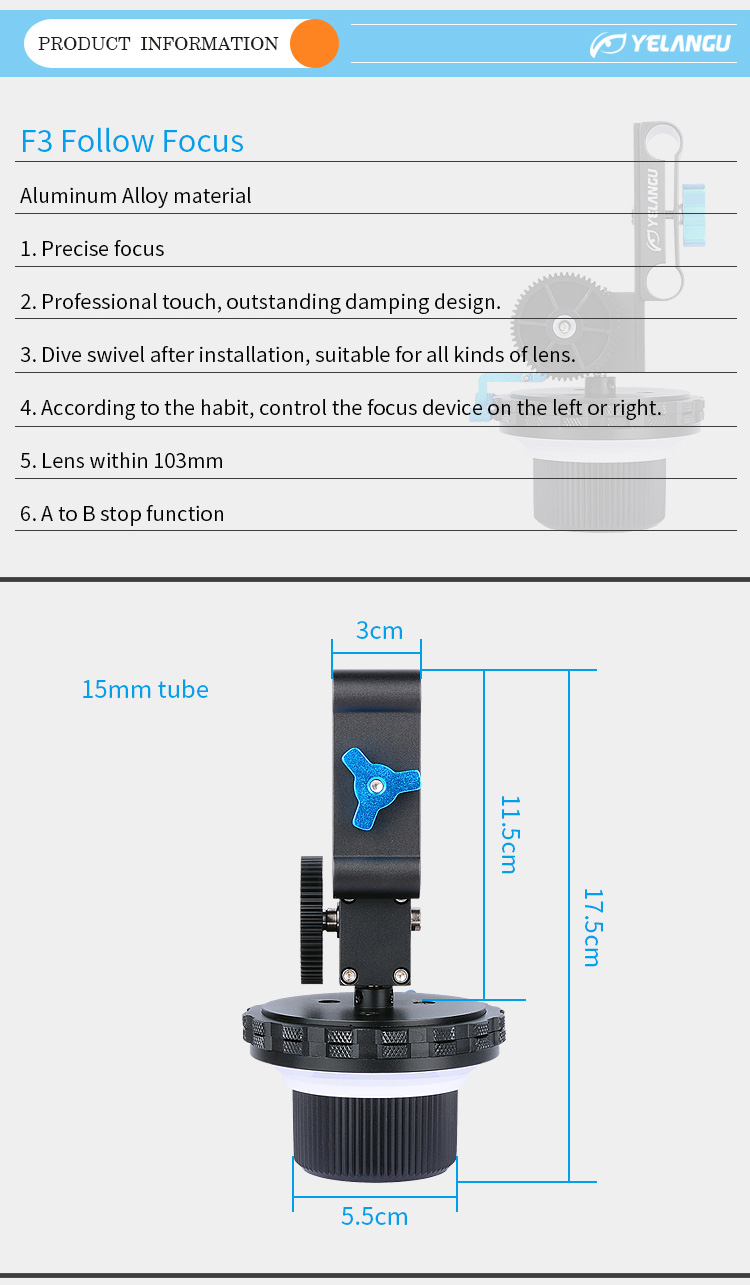 F3 DSLR Professional Follow Focus For Digital Camera