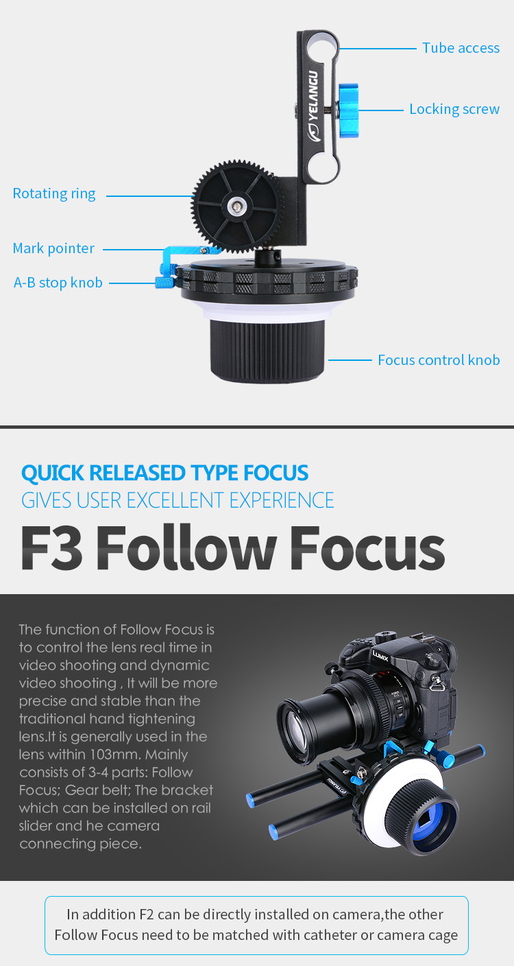 F3 DSLR Professional Follow Focus For Digital Camera