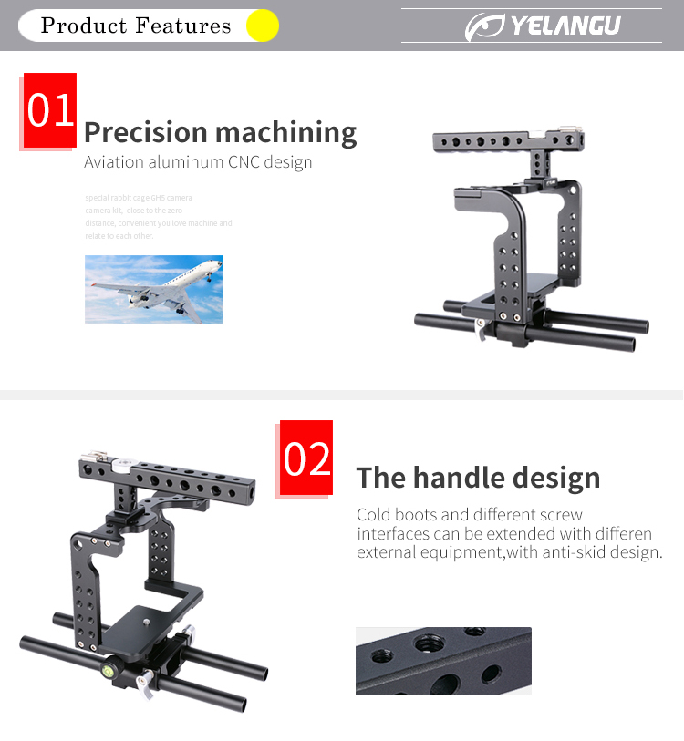 YELANGU C7-A GH5 Camera Cage without Top Handheld and Base Plate