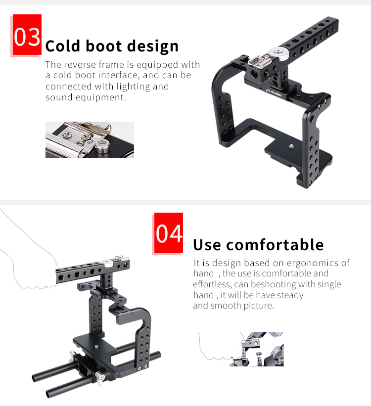 YELANGU C7-A GH5 Camera Cage without Top Handheld and Base Plate