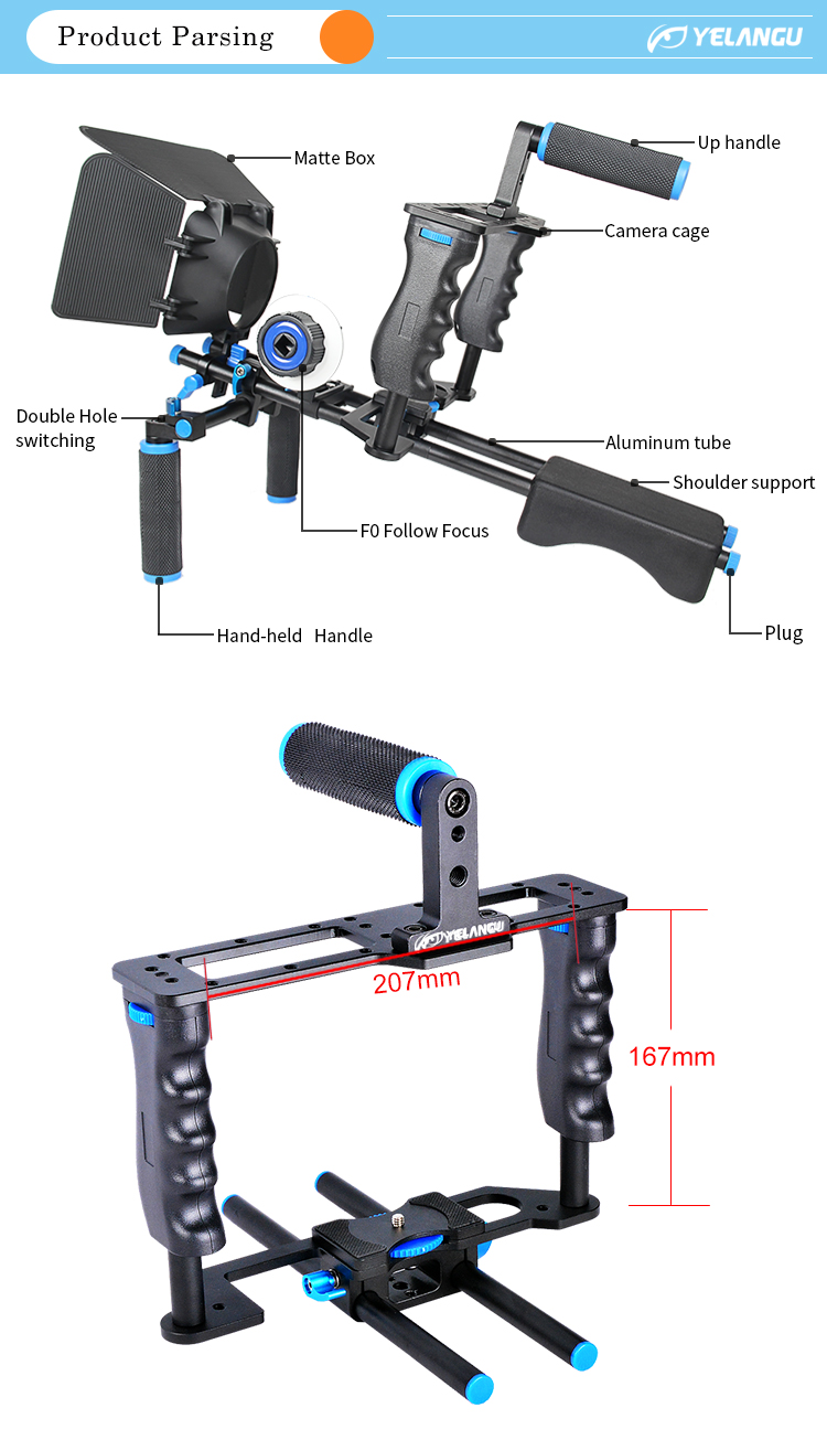 D221 Shoulder Rig +camera cage + F0 follow focus +matte box M1