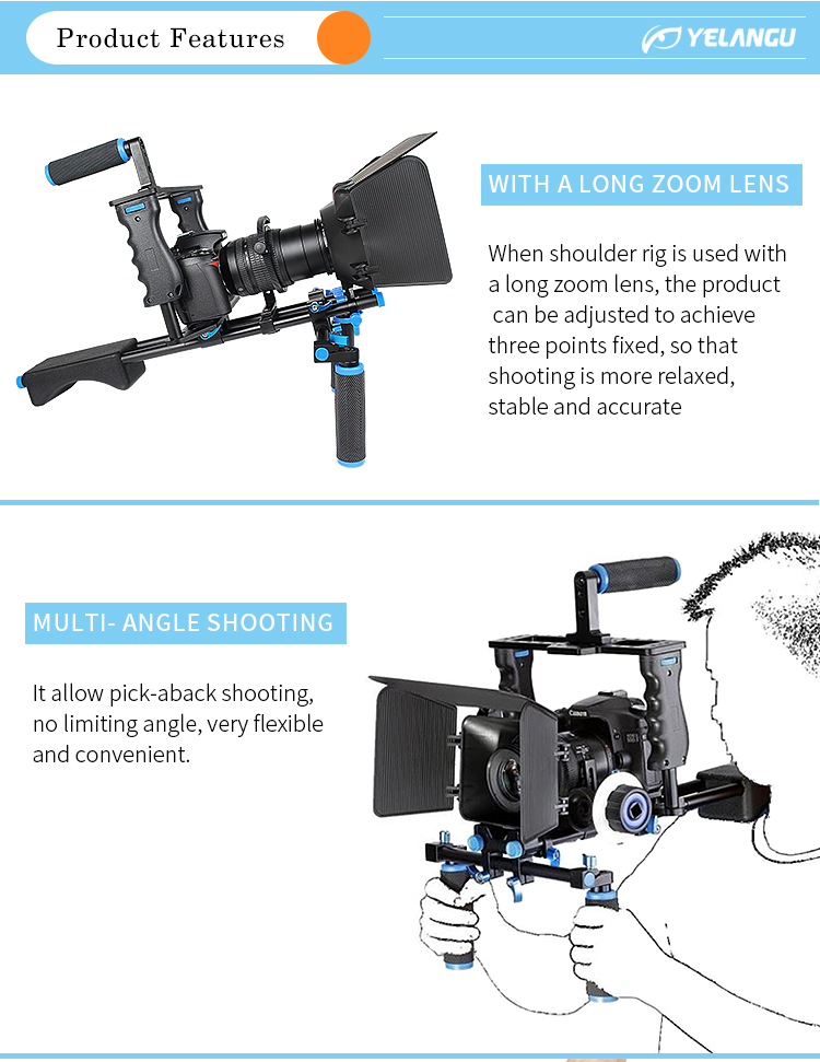 D221 Shoulder Rig +camera cage + F0 follow focus +matte box M1