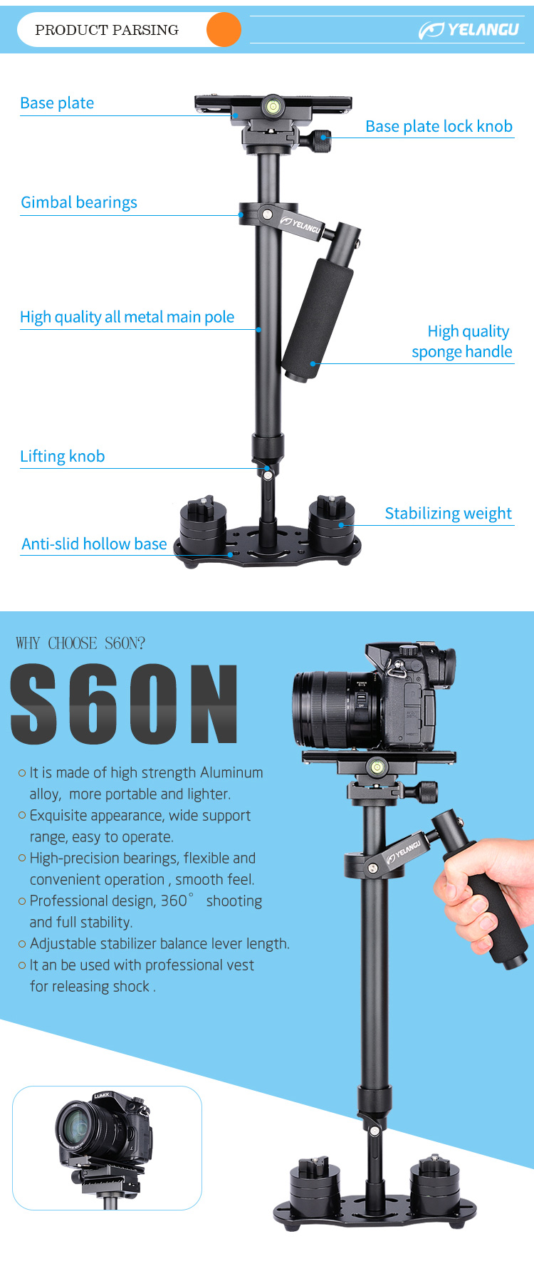 S60N Camera Stabilizer New Gimbal 