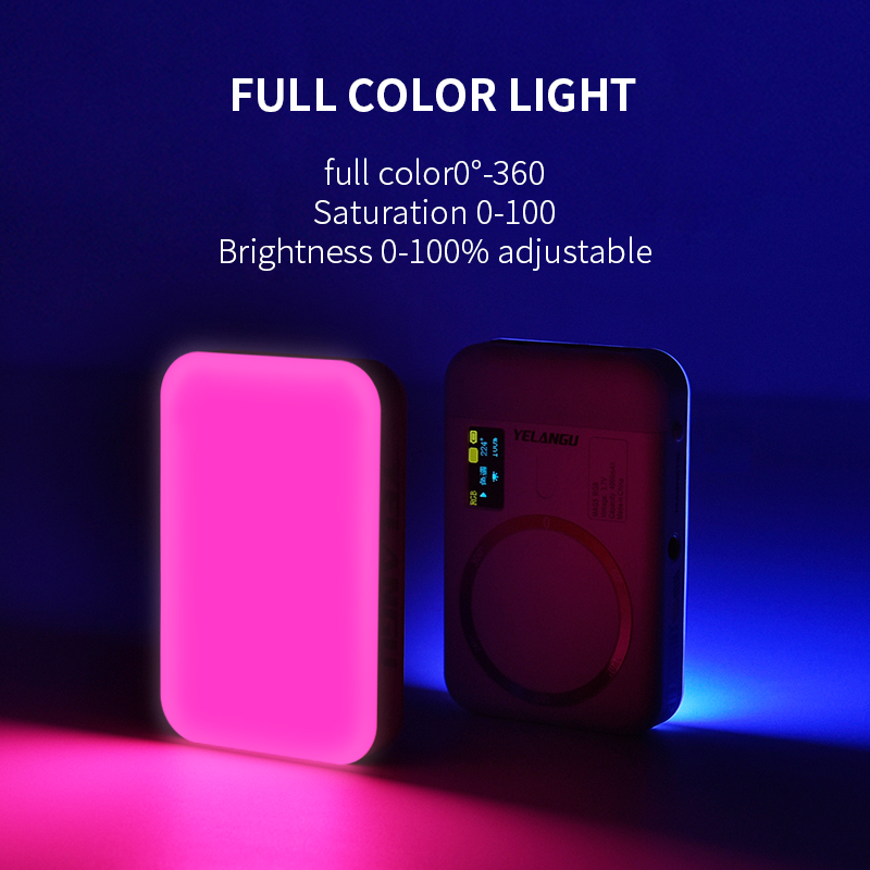 Yelangu MAG5 RGB Double-sided RGB fill light for mobile phone shooting and selfies, with wireless charging magnetic attachment Yelangu MAG5 RGB Double-sided RGB fill light for mobile phone shooting and selfies, with wireless charging magnetic attachment