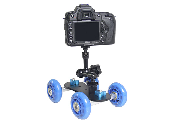 105B Mini Camera Desk Four-Wheel Track Slider Dolly For Video Camcorder 