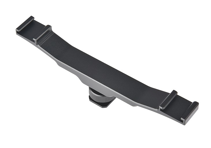 Yelangu A64 Aluminum Alloy Universal Cold Shoe Extension Bracket 2 Hot Shoe Mounts Extension Bar Dual Bracket with 1/4" Thread Holes 